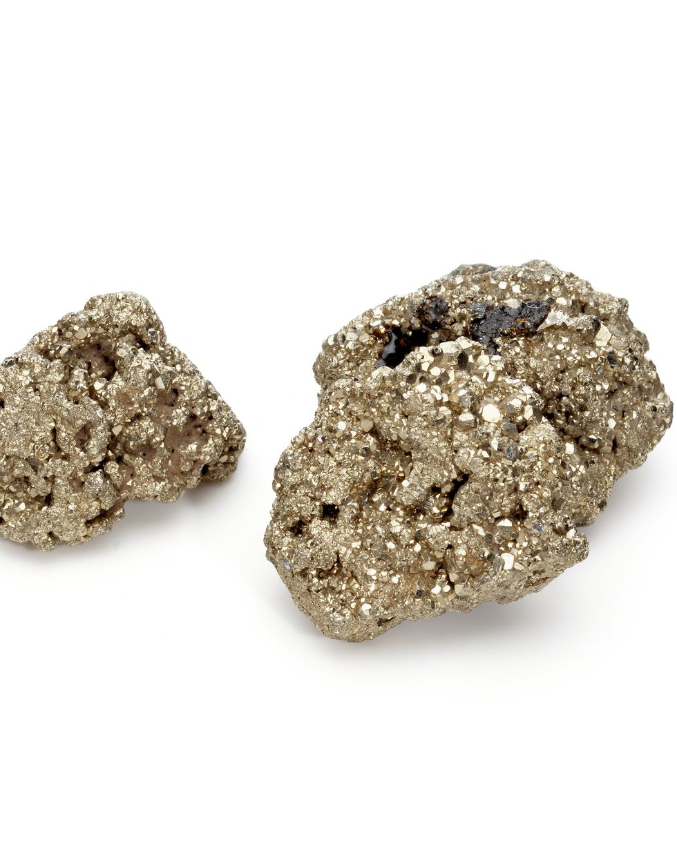 pyrite fools gold on white background