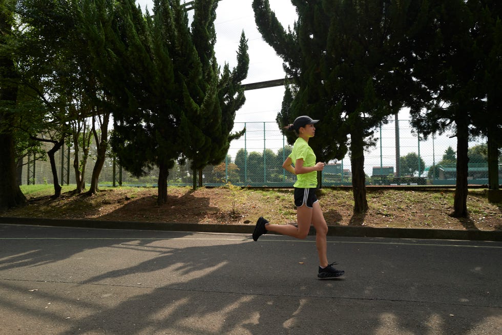 a man running on a road