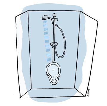 illustratie van urinoir in de douche door bas van der schot
