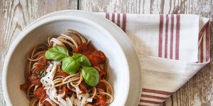 Food, Cuisine, Dish, Ingredient, Capellini, Spaghetti, Noodle, Italian food, Recipe, Produce, 