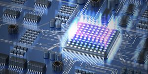 quantum computing concept processor of quantum computer 3d rendered illustration