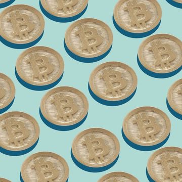 ilustración que representa monedas virtuales de bitcoin