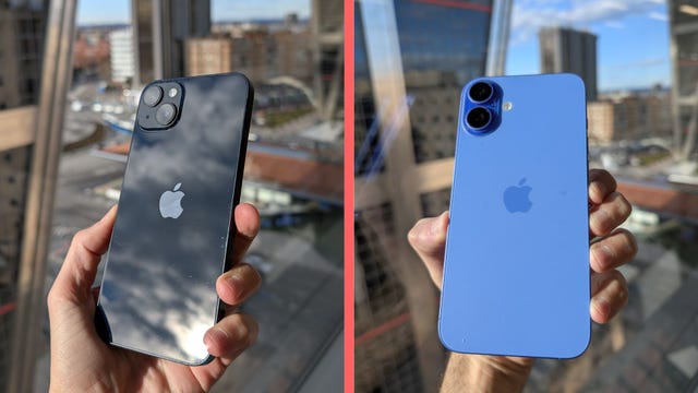 un teléfono móvil apple iphone 15 plus y un apple iphone 16 plus