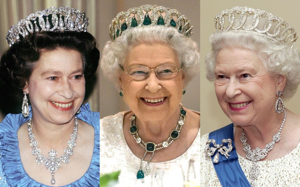 queen elizabeth, tiara, vladimir, emeralds, pearls