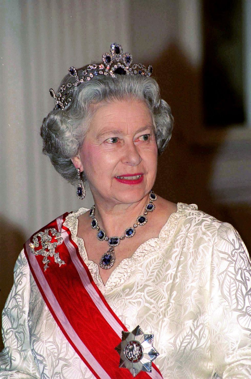 Queen Camilla Wears Queen Elizabeth Sapphire Tiara