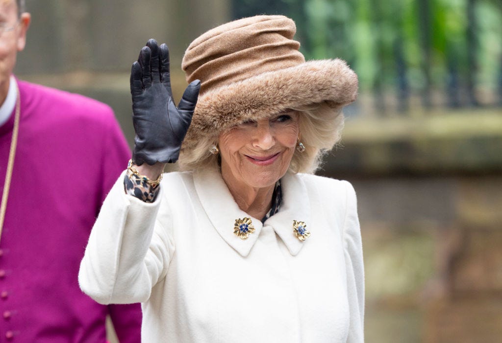 Queen Camilla Wears Queen Elizabeth's Brooches as She Steps in For King ...