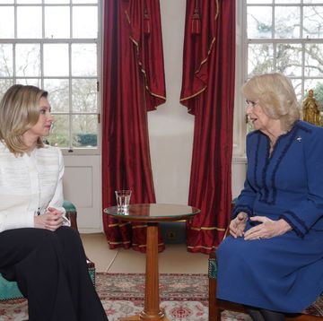 queen camilla meets with first lady of ukraine olena zelenska at clarence house