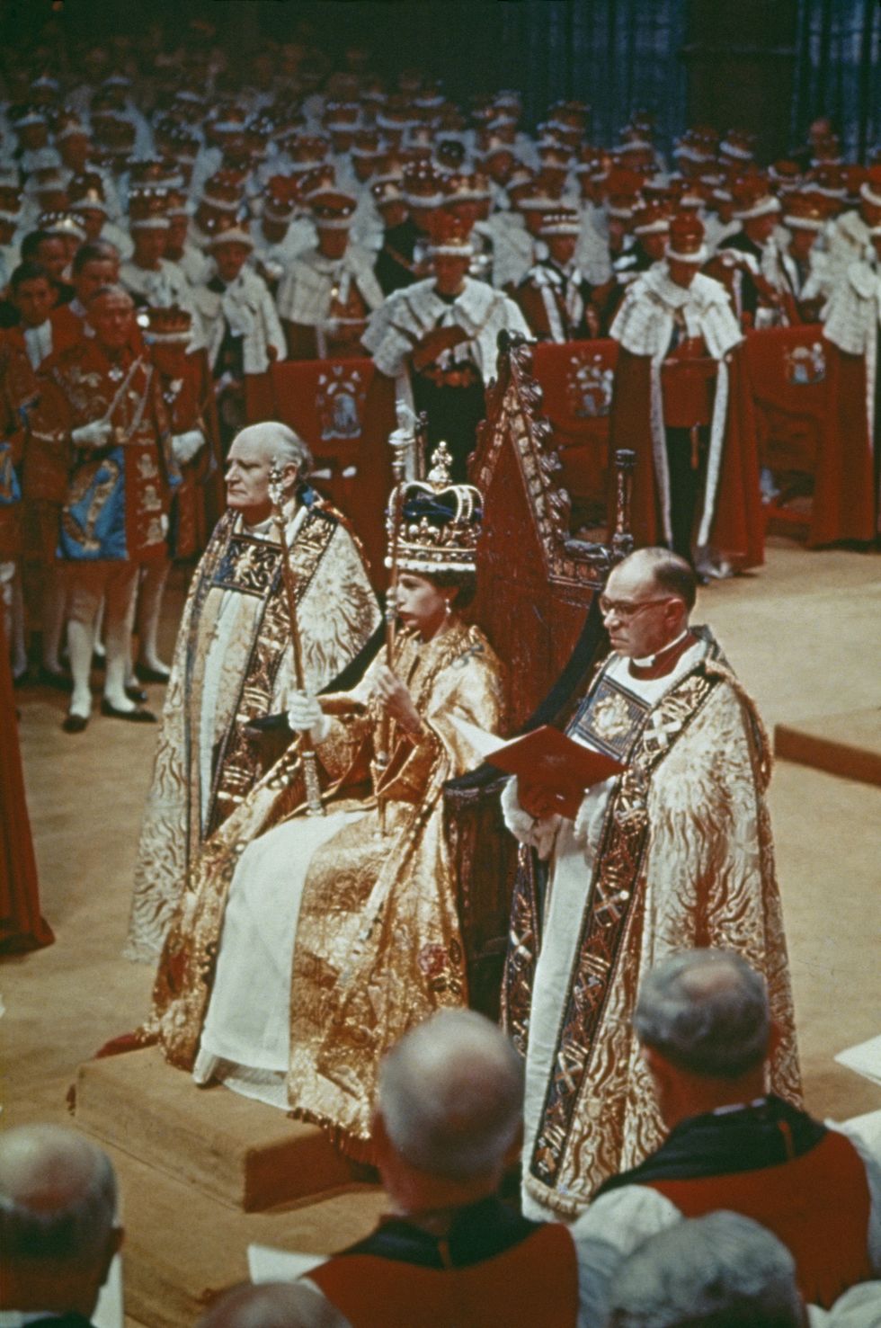 2nd june 1953 queen elizabeth ii at her coronation ceremony in westminster abbey, london photo by hulton archivegetty images