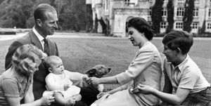 queen elizabeth ii and her husband prince philip, duke of edinburgh, with their children princess anne, prince charles