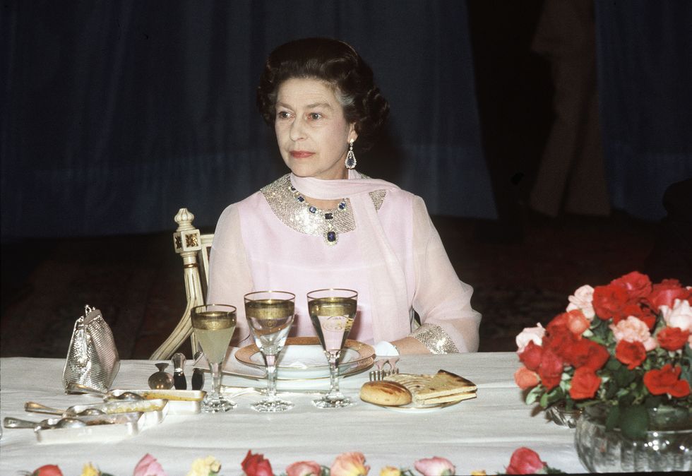 Queen Elizabeth II at a state banquet