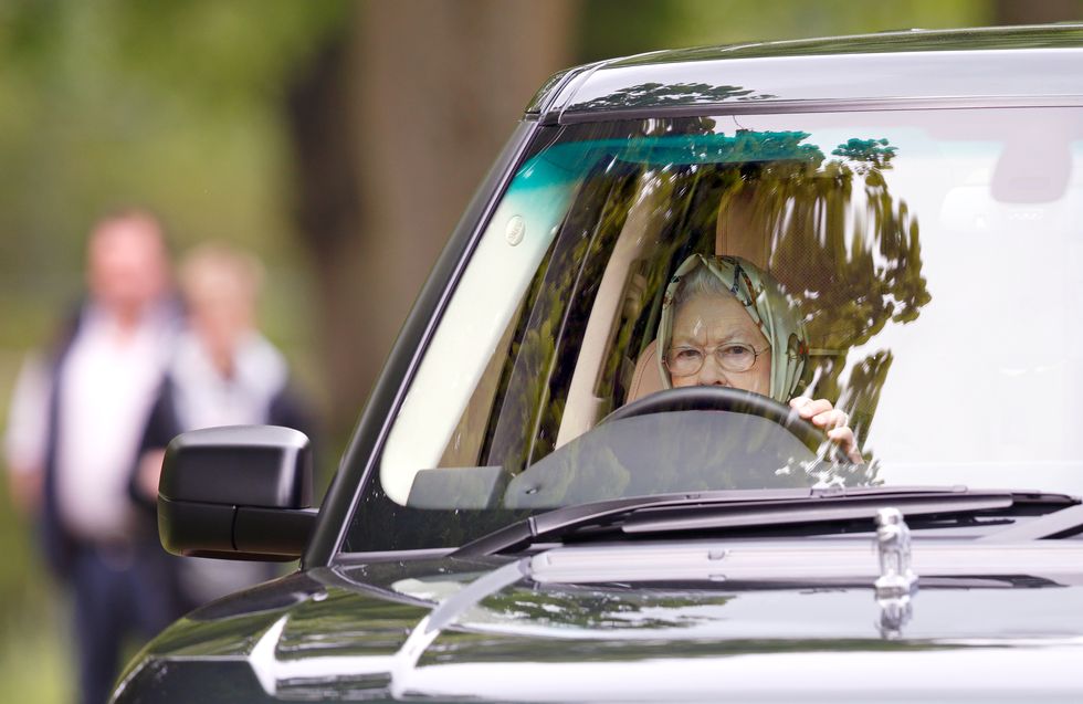 The Queen driving around Windsor's Home Park in 2017