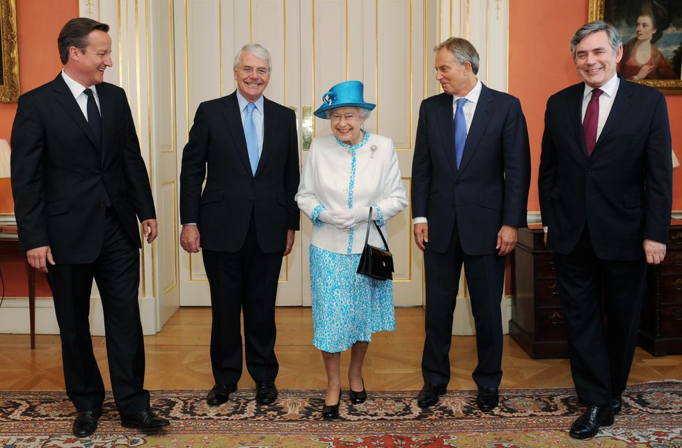 the prime minister david cameron hosts a reception for queen elizabeth ii, the duke of edinburgh and past prime ministers