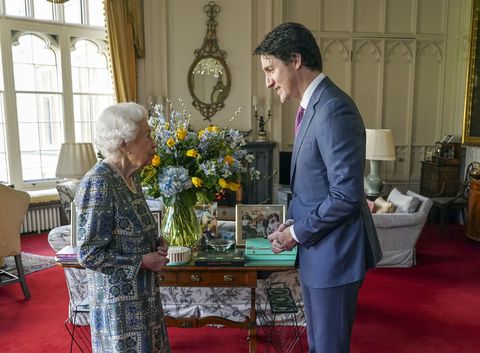 queen elizabeth ii receives canadian prime minister justin trudeau at windsor castle