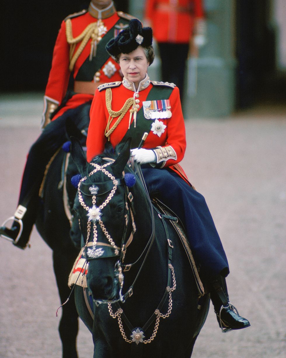 Queen elizabeth rides horse Trooping The Colour