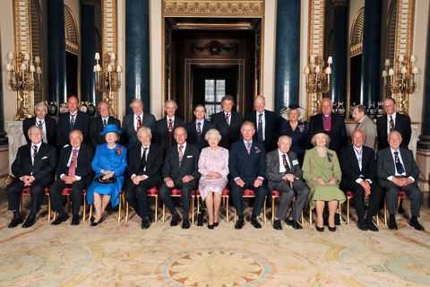 queen elizabeth ii with members of the order of merit back row, left to right rt hon lord rees of ludlow, sir tim berners lee,