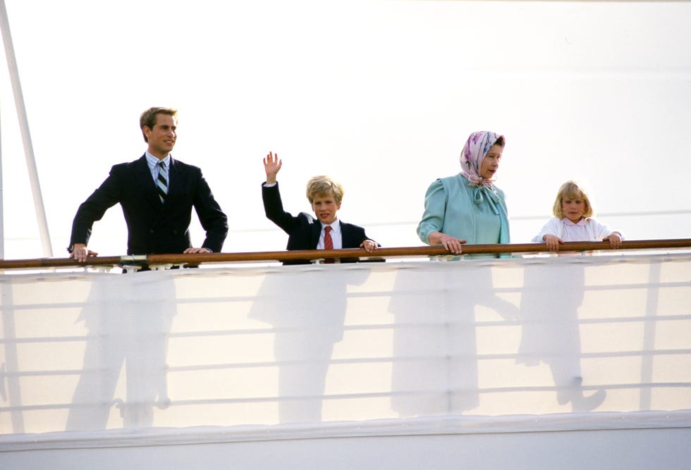 queen elizabeth ii with prince edward, earl of wessex and her two eldest grandchildren