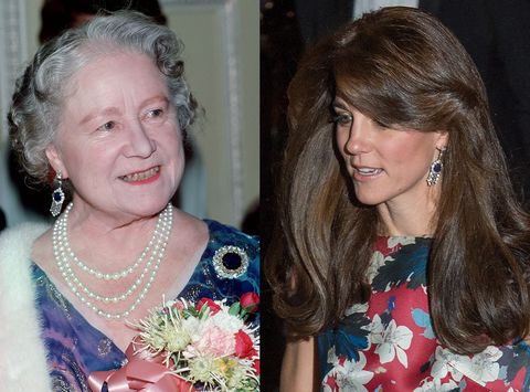UK - The Duchess of Cambridge Wears the Queen Mother's Earrings