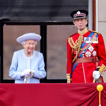 london, england   june 02   queen elizabeth ii and prince edward, duke of kent on the balcony of buckingham palace during the trooping the colour parade on june 02, 2022 in london, england the platinum jubilee of elizabeth ii is being celebrated from june 2 to june 5, 2022, in the uk and commonwealth to mark the 70th anniversary of the accession of queen elizabeth ii on 6 february 1952  photo by chris jacksongetty images