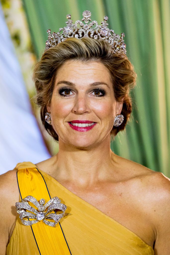 Queen Maxima the Stuart Tiara to the State Dinner at Buckingham by Queen Elizabeth