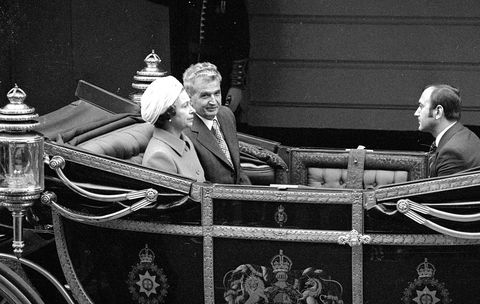 13th june 1978  romanian president nicolae ceausescu 1918   1989 left and queen elizabeth ii leaving victoria station, london for buckingham palace, at the start of his four day state visit to britain  photo by mike stephenscentral pressgetty images