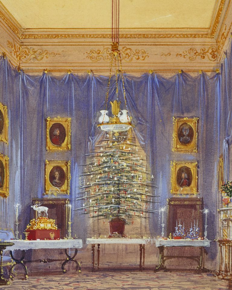 ジョセフ・ナッシュが描いたウィンザー城のクリスマスツリー