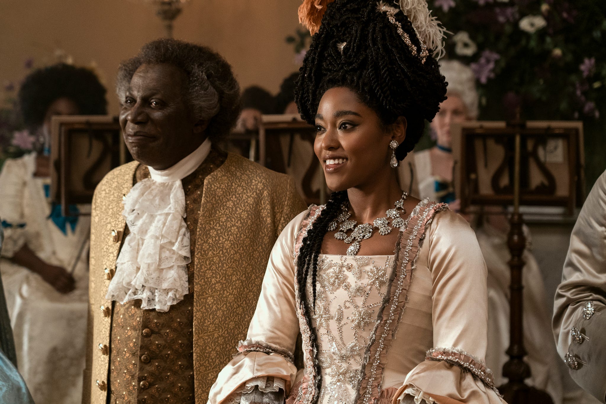 queen charlotte a bridgerton story l to r cyril nri as lord danbury, arsema thomas as young agatha danbury in episode 103 of queen charlotte a bridgerton story cr liam danielnetflix © 2023