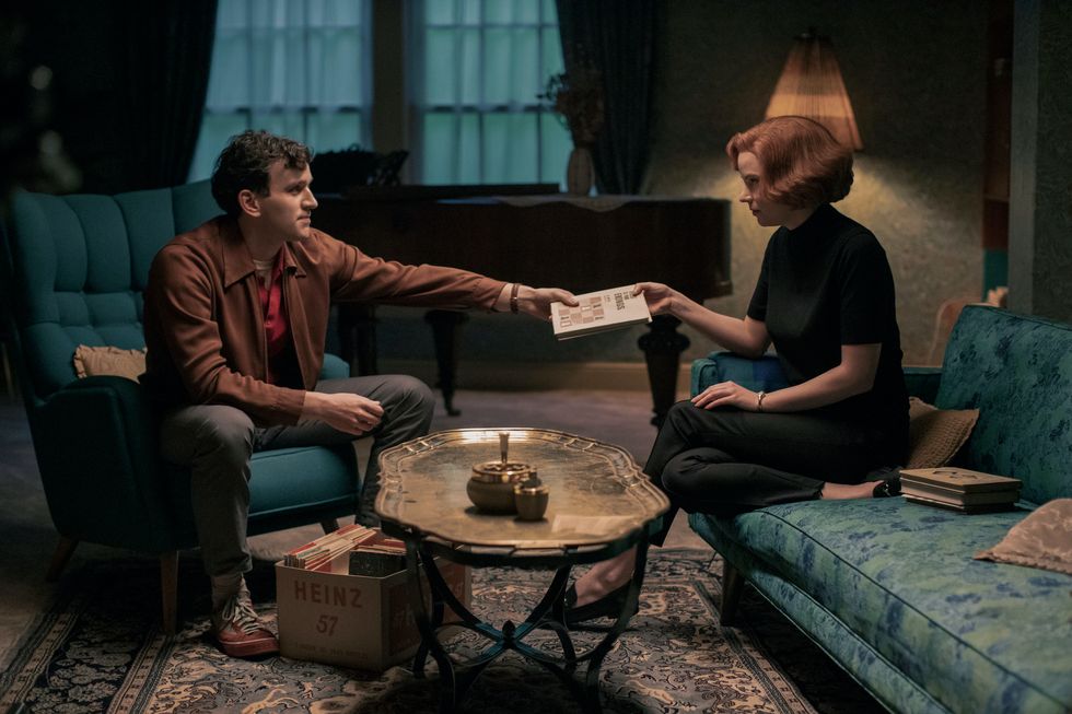 anya taylor joy and harry melling in the queen's gambit season 1 on netflix