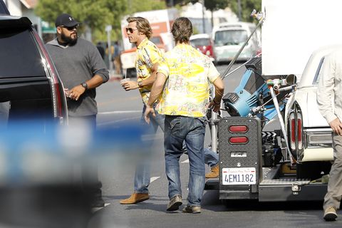 Quentin Tarantino, Brad Pitt And Margaret Qualley Filming Once Upon A Time In Hollywood