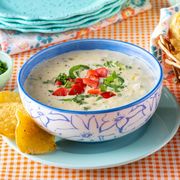 queso dip recipe with basket of chips