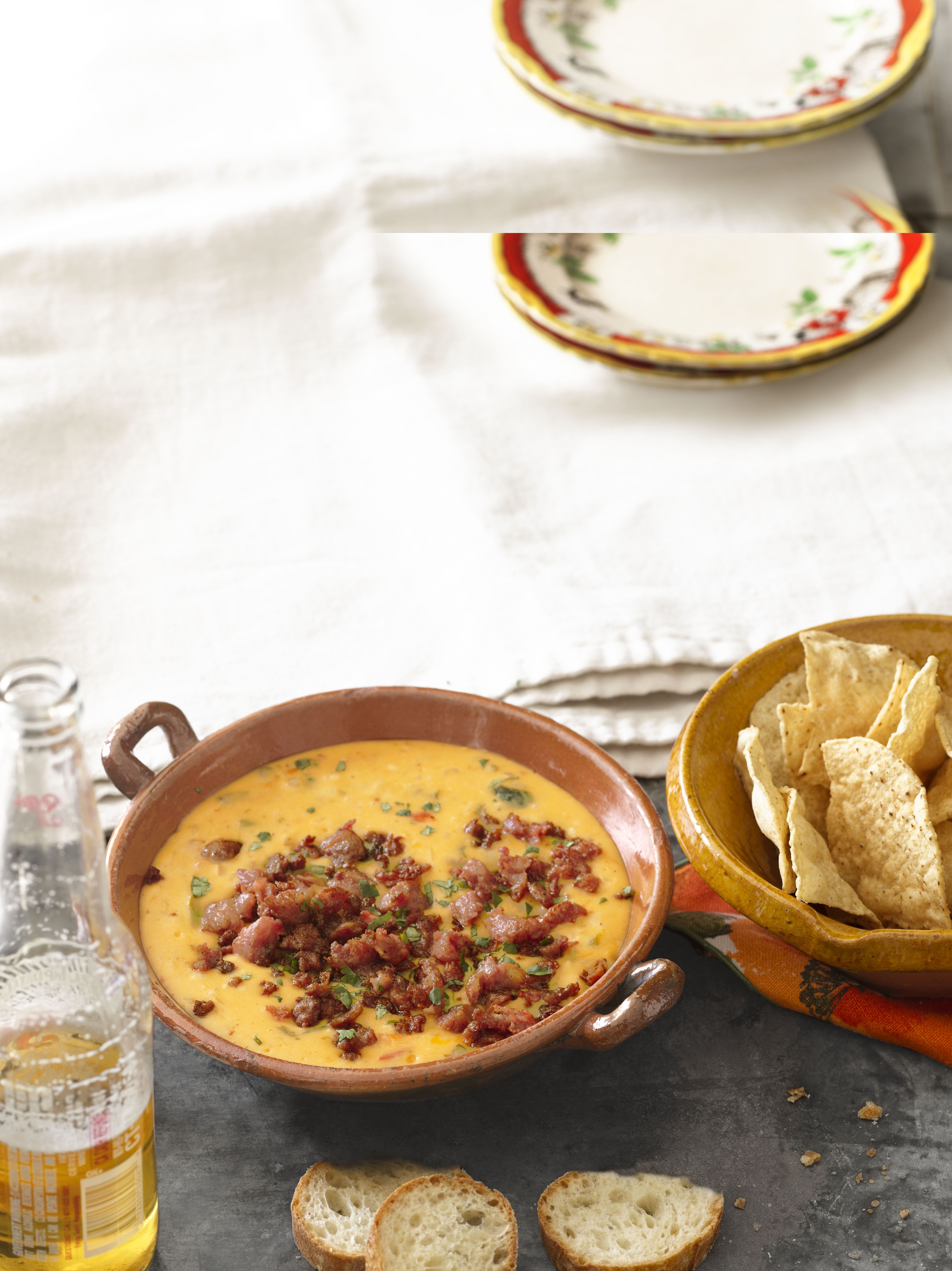 Queso Fundido With Roasted Poblano Peppers And Chorizo Recipe