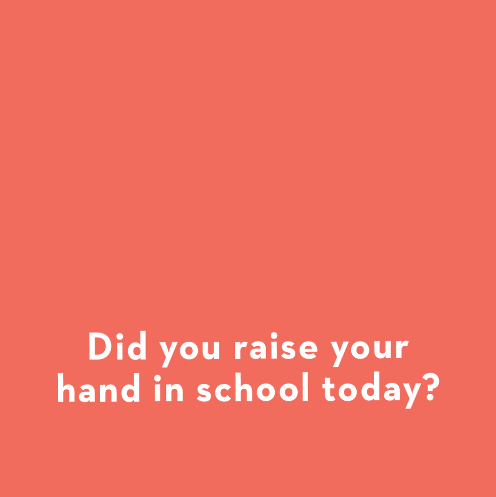 a question card for kids asks did you raise your hand in school today
