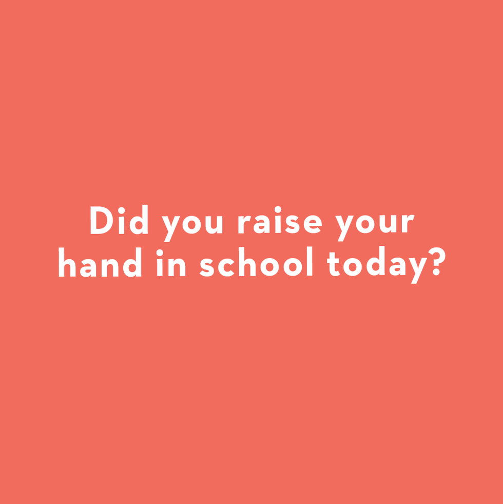 a question card for kids asks did you raise your hand in school today