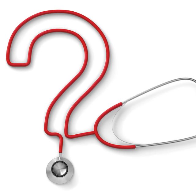stethoscope in the form of a question mark isolated on a white background 3d render