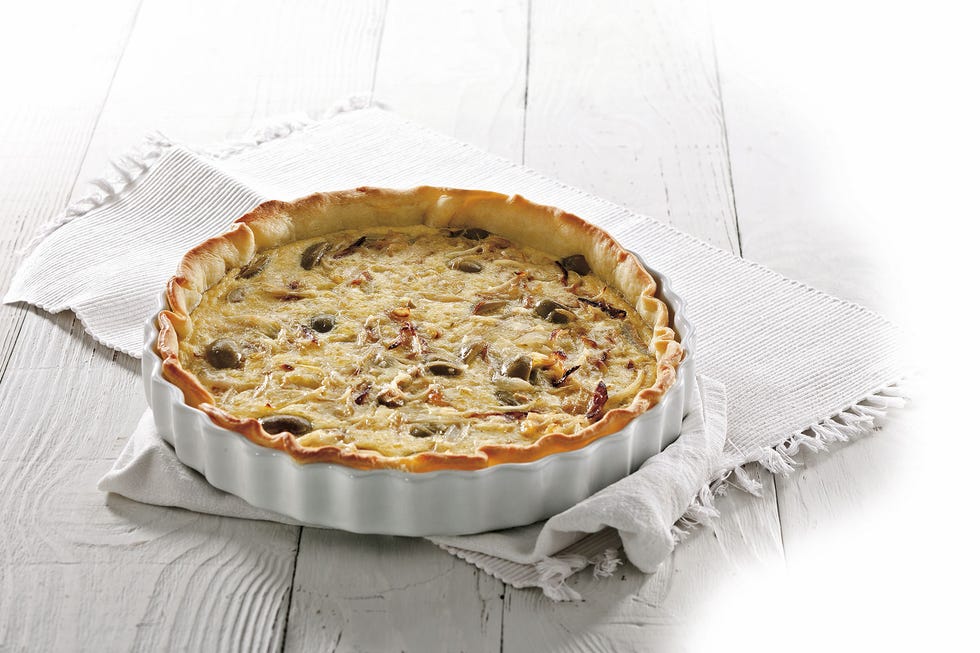 quiche de cebolla y aceitunas