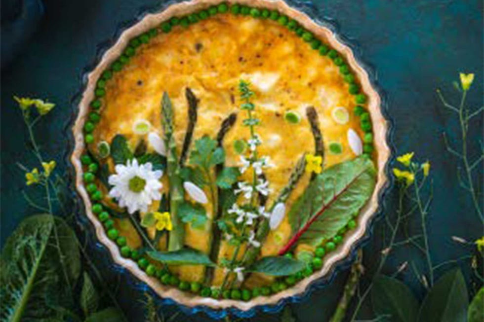 quiche de trigueros y guisantes