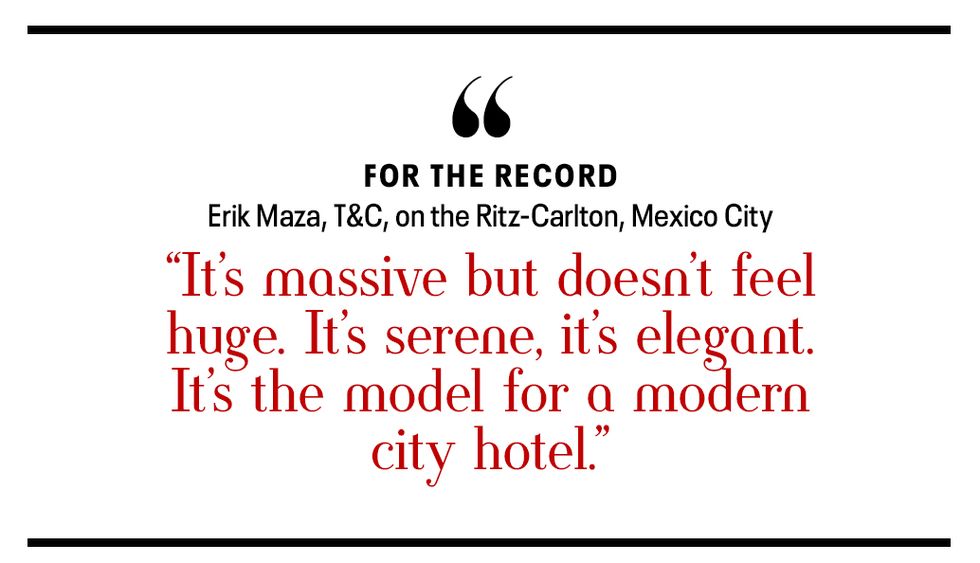 erik maza, tc, on the ritzcarlton, mexico city “it’s massive but doesn’t feel huge it’s serene, it’s elegant it’s the model for a modern city hotel”