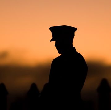 silhouette of soldier during the still at the state war memorial