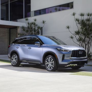 the all new 2022 infiniti qx60, combining powerful athleticism with harmony and simplicity autograph grade shown in moonbow blue not yet available for purchase expected availability, late 2021 pre production model shown actual production model may vary