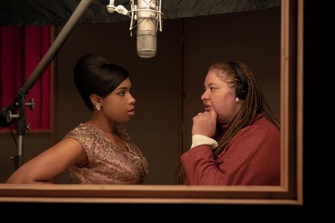 r07374rcactor jennifer hudson and director liesl tommy on the set ofrespect a metro goldwyn mayer pictures filmphoto credit quantrell d colbert