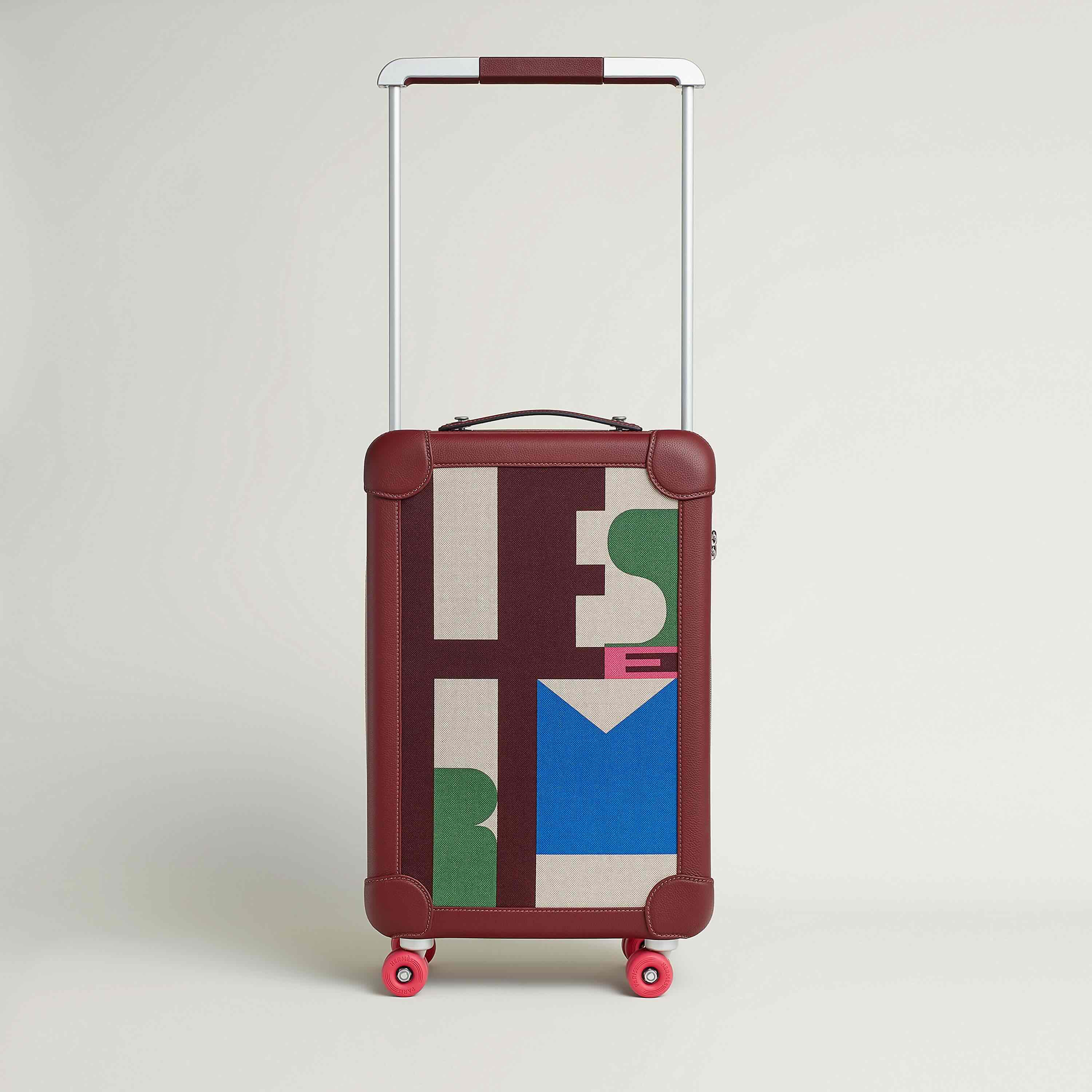 a suitcase with a patterned front