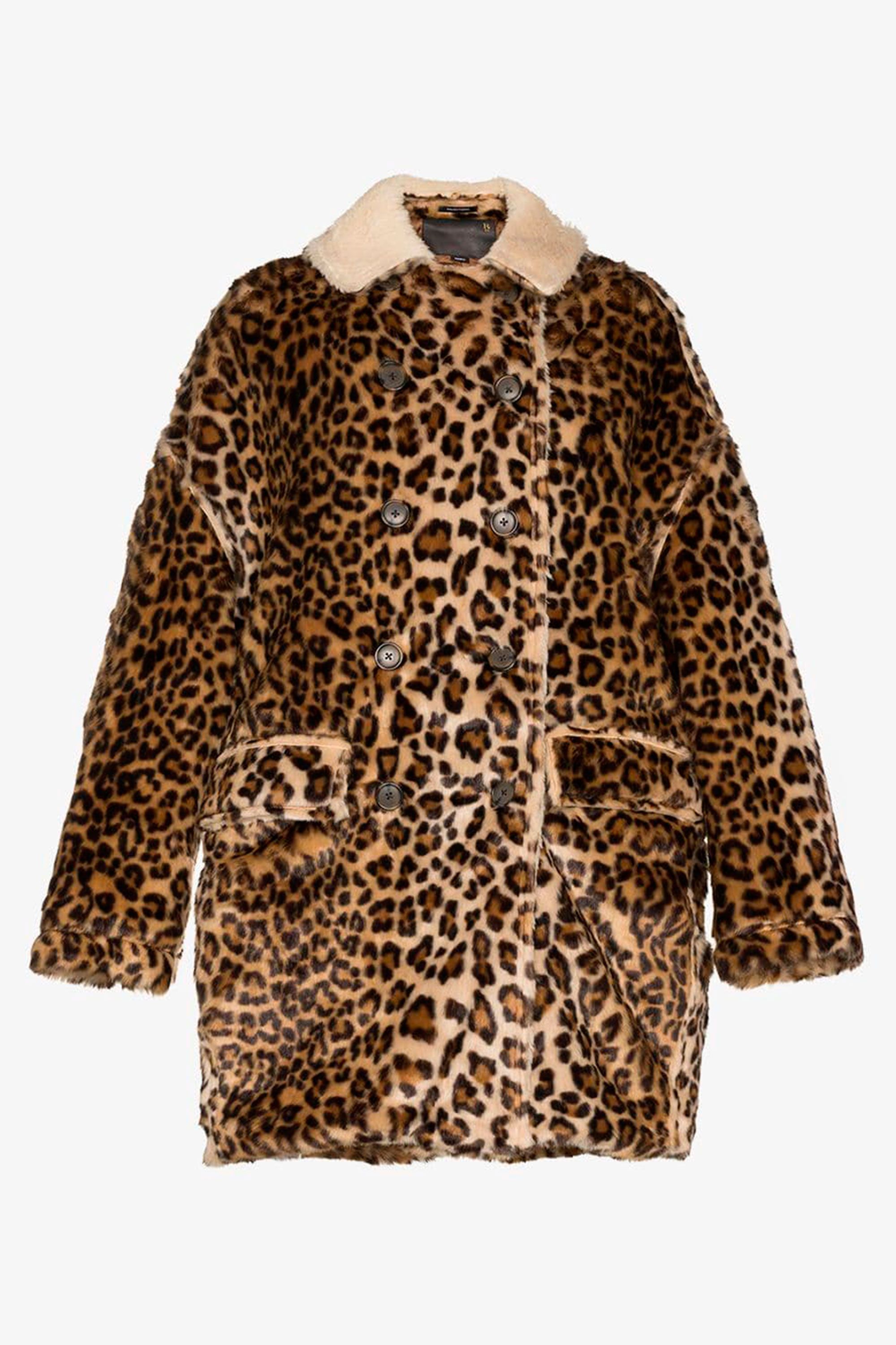 Leopard print fuzzy on sale coat