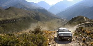 rivian r1t on a road trip in south america
