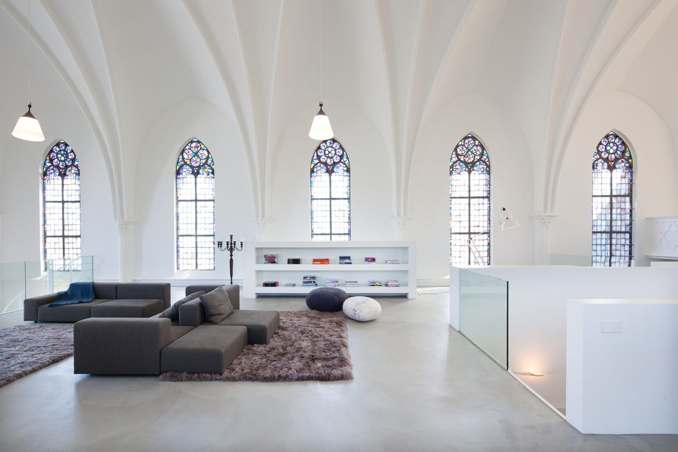 White, Room, Blue, Interior design, Architecture, Property, Building, Chapel, Arch, Ceiling, 