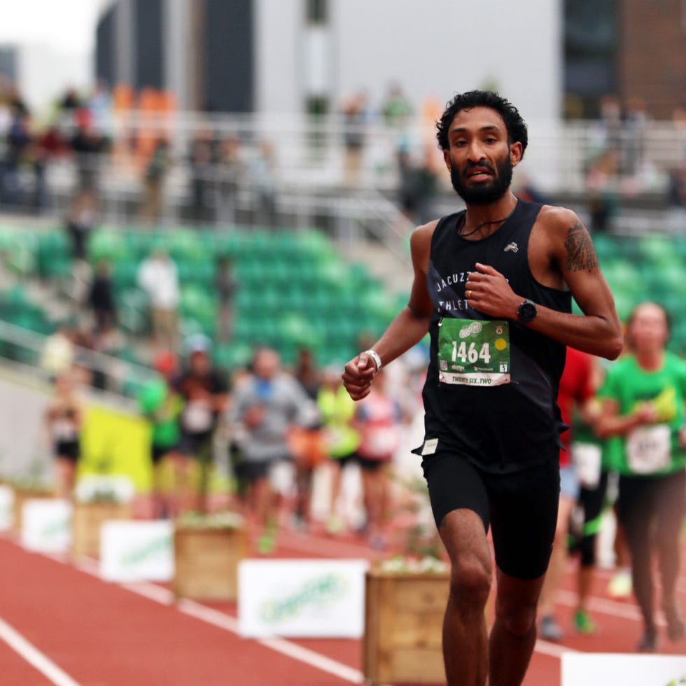 a person running on a track