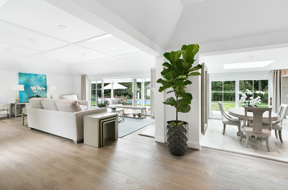open living and dining area