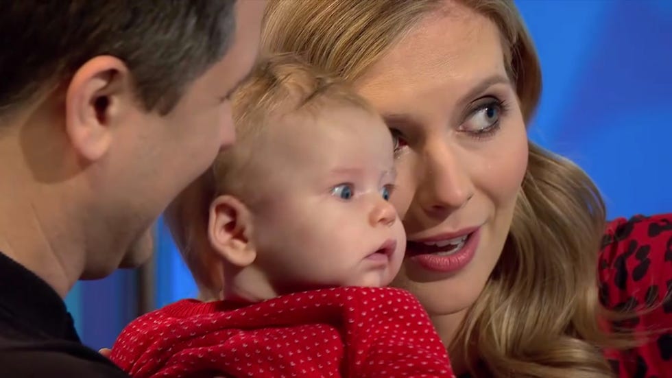 rachel riley, pasha kovalev and baby noa on countdown