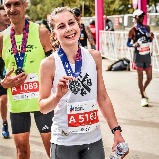 a woman running in a race