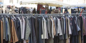 rack of clothes at bordeaux flea market