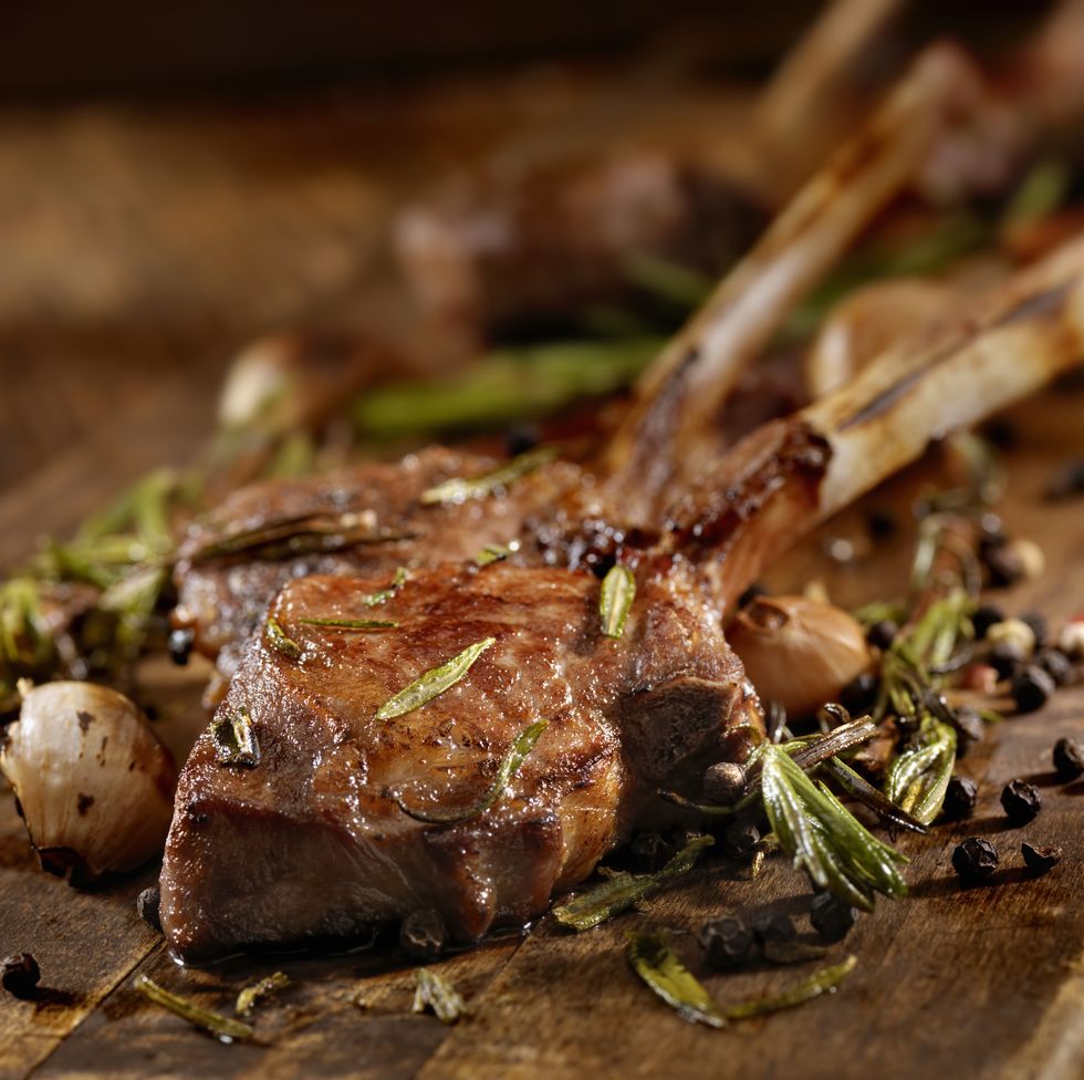 rack of lamb with garlic, rosemary and peppercorns photographed on hasselblad h3d2 39mb camera