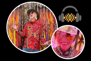 two individuals against a vibrant background one wearing a colorful shirt and a hat